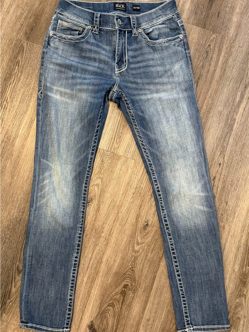 Buckle Men Slim Straight Light Blue Washed Jeans 31x32